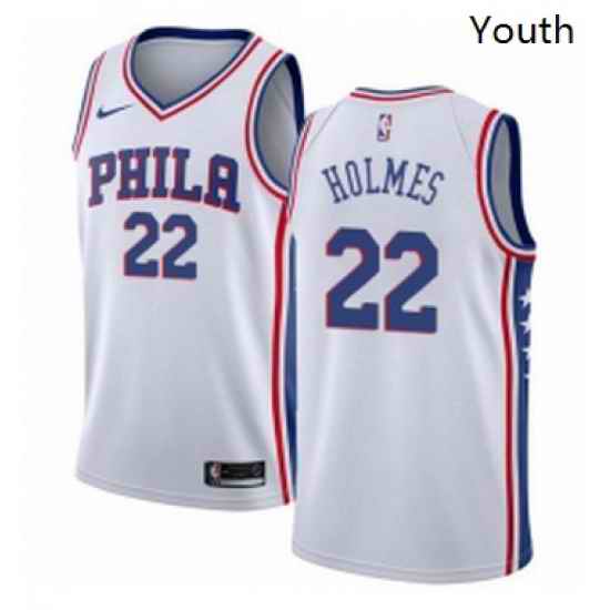 Youth Nike Philadelphia 76ers 22 Richaun Holmes Swingman White Home NBA Jersey Association Edition